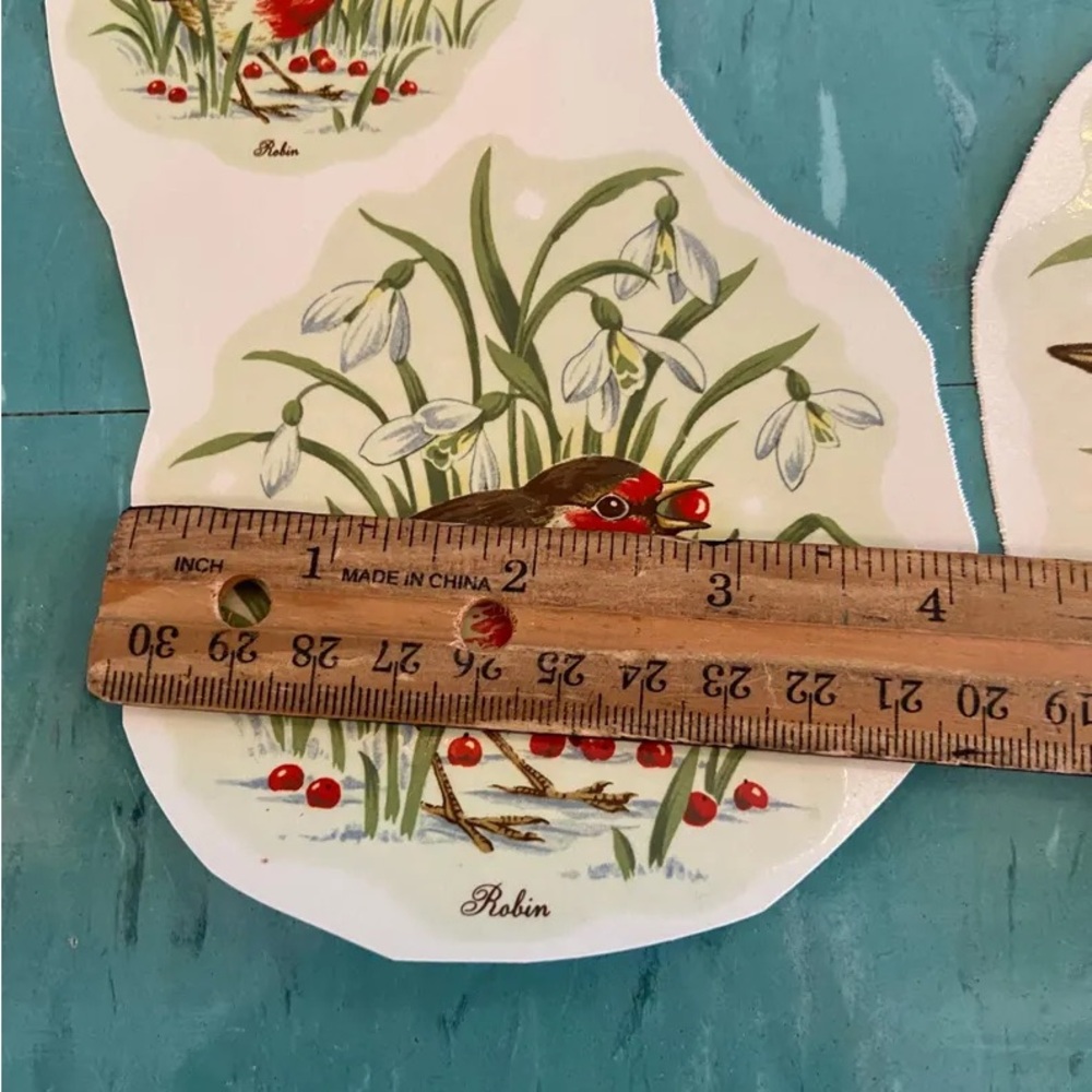 Vintage ceramic decals transfers water slide red Robin bird - Picture 6 of 8
